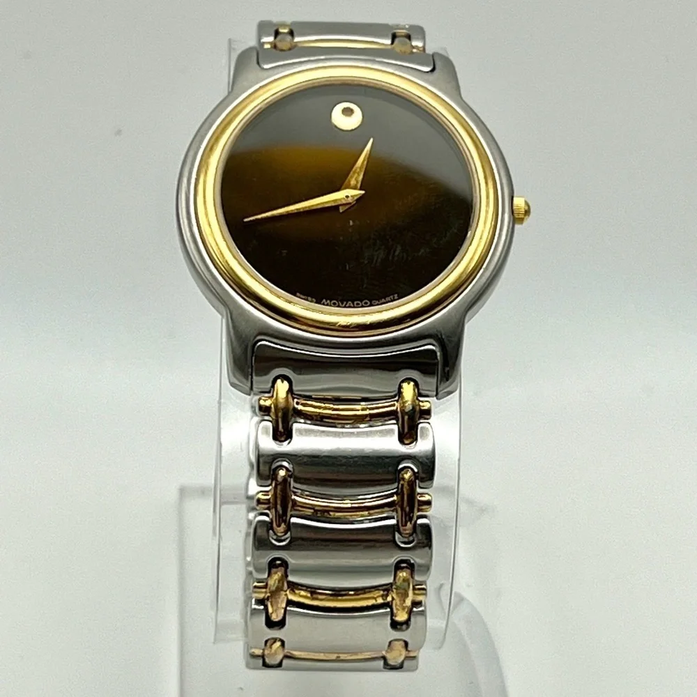 Movado Swiss Black and Silver Mens Watch Working